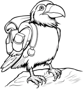 abenteuer-rabe-mit-rucksack-ausmalbild
