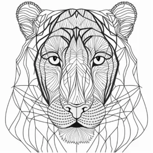 abstrakter-loewe-ausmalbild-geometrische-muster