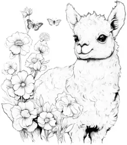 alpaka-mit-blumen-und-schmetterlingen