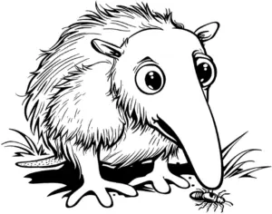 ameisenbaer-ausmalbild-mit-insekt