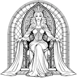 anmutige-koenigin-auf-kunstvollem-thron