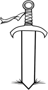 antikes-schwert-ausmalbild-mit-schleifenband