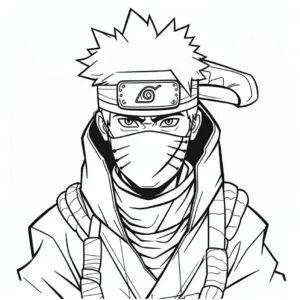 ausmalbild-anime-charakter-mit-maske-und-bandana