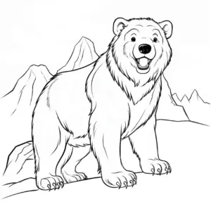 ausmalbild-baer-auf-einer-klippe-mit-bergen