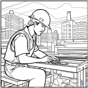 ausmalbild-bauarbeiter-an-baustelle-mit-werkzeugen