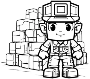 ausmalbild-bauarbeiter-vor-bausteinen