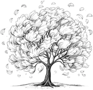 ausmalbild-baum-mit-herabfallenden-blaettern