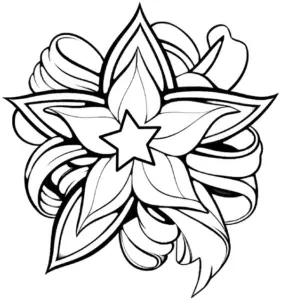 ausmalbild-blume-und-sternmuster