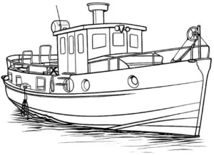 ausmalbild-boot-auf-ruhigem-wasser