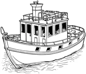 ausmalbild-boot-auf-ruhigem-wasser-mit-details