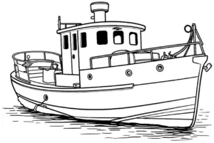 ausmalbild-boot-im-wasser-mit-detailansicht