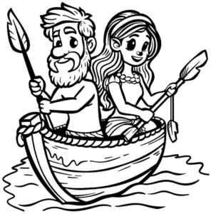 ausmalbild-boot-mit-froehlichem-paar