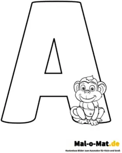 ausmalbild-buchstabe-a-mit-affen