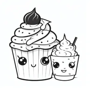 ausmalbild-cupcake-und-sahnebecher