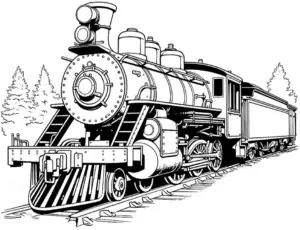 ausmalbild-dampflok-auf-eisenbahngleisen