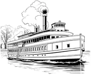 ausmalbild-dampfschiff-auf-ruhigem-gewaesser