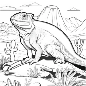 ausmalbild-dinosaurier-auf-berggipfel-in-beeindruckender-landschaft