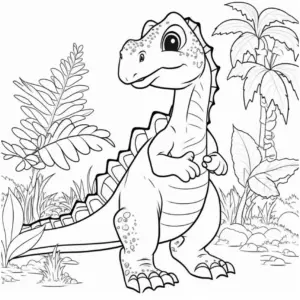 ausmalbild-dinosaurier-in-natuerlicher-umgebung