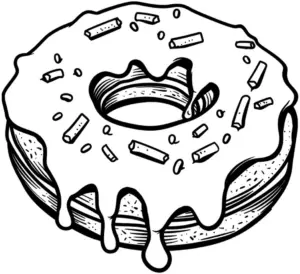 ausmalbild-donut-mit-glasur-und-streuseln