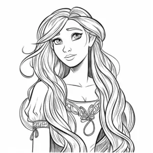 ausmalbild-einer-fantasievollen-figur-mit-langen-haaren