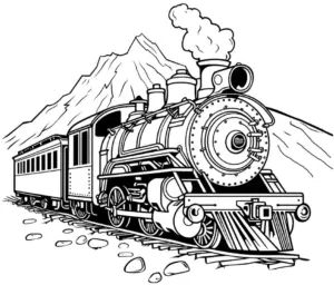 ausmalbild-einer-lokomotive-im-gebirge