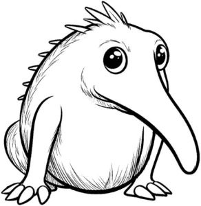 ausmalbild-einer-niedlichen-kreatur-mit-langem-schnabel