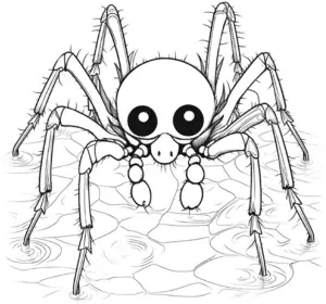 ausmalbild-einer-spinne-auf-wasseroberflaeche