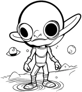 ausmalbild-eines-alien-im-weltall-mit-planeten