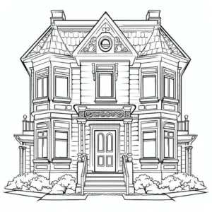 ausmalbild-eines-eleganten-hauses-mit-architektonischen-details