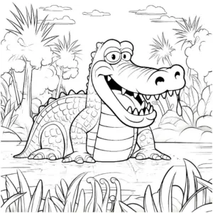 ausmalbild-eines-froehlichen-krokodils-im-wasser