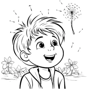 ausmalbild-eines-kindes-mit-loewenzahn