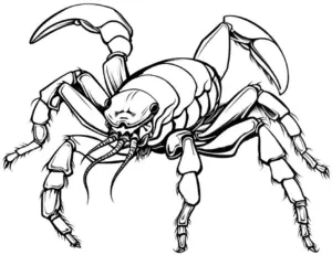 ausmalbild-eines-krabbenaehnlichen-mit-detaillierten-beinen