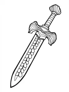 ausmalbild-eines-kunstvoll-verzierten-schwertes