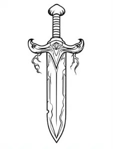 ausmalbild-eines-kunstvoll-verzierten-schwerts
