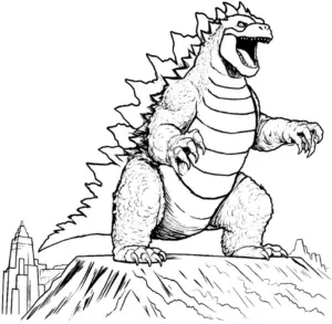 ausmalbild-eines-maechtigen-monsters-auf-einem-berg