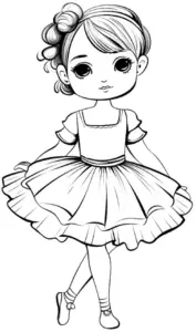 ausmalbild-eines-maedchenhaften-motivs-mit-kleid-und-lockigen-haaren