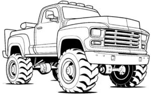 ausmalbild-eines-monstertrucks-mit-grossen-reifen