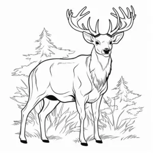 ausmalbild-eines-rehs-in-natuerlicher-umgebung