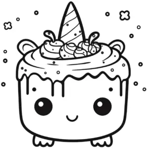 ausmalbild-einhorn-kuchen-mit-sprinkles
