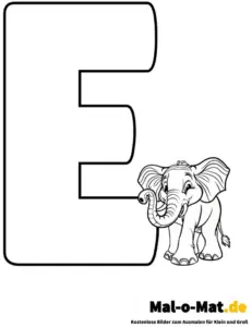 ausmalbild-elefant-buchstabe-e