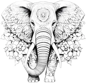 ausmalbild-elefant-mit-blumenmustern-und-ornamenten