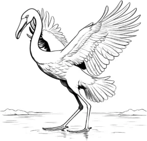 ausmalbild-eleganter-vogel-am-gewaesser