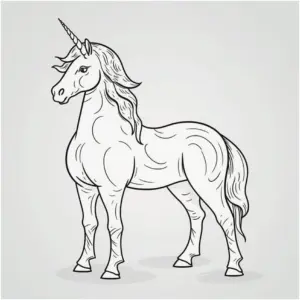 ausmalbild-elegantes-einhorn-mit-langem-horn