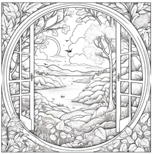 ausmalbild-fensterblick-auf-natuerliche-landschaft