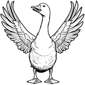 ausmalbild-fliegende-gans-mit-ausgebreiteten-fluegeln