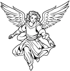 ausmalbild-fliegender-engel-mit-grossen-fluegeln