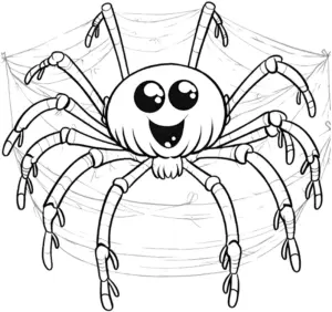 ausmalbild-freundliche-spinne-im-netz