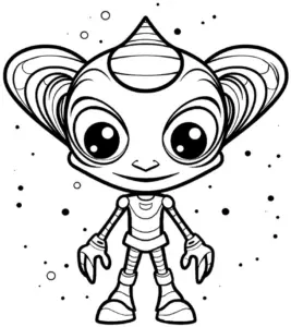 ausmalbild-freundlicher-roboter-im-weltall