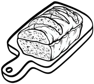 ausmalbild-frisches-brot-auf-schneidebrett