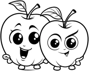ausmalbild-froehliche-aepfel-mit-grossen-augen